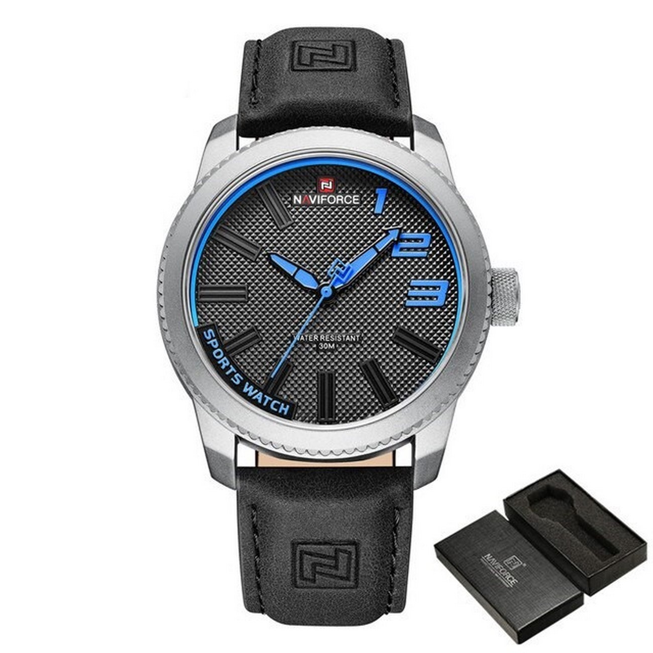 Reloj Naviforce Original Nf9202 Cuero Gris + Estuche